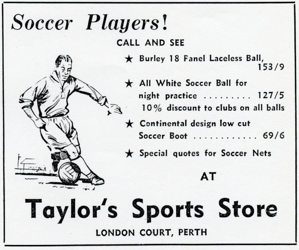 1956 Advert for Taylor's Sports Store