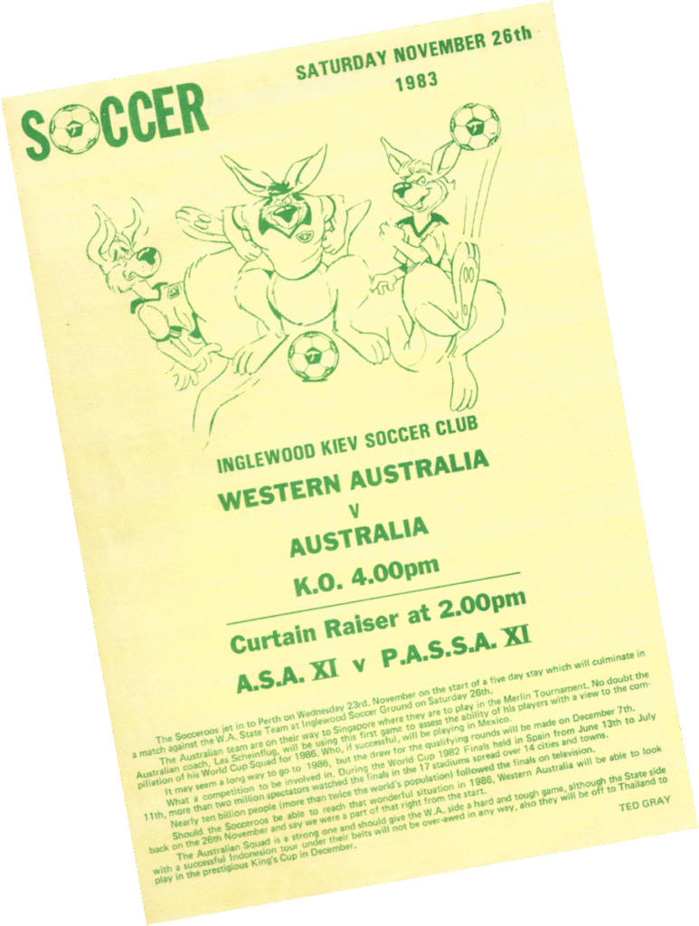 1983 Western Australia v Australia programme