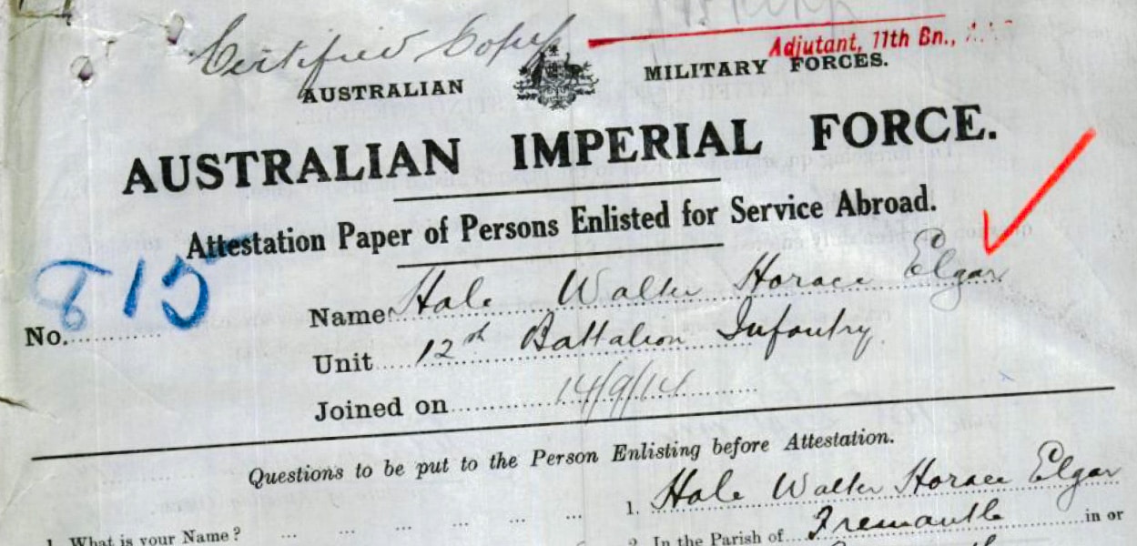 Walter Horace Elgar Hale's Attestation Papers