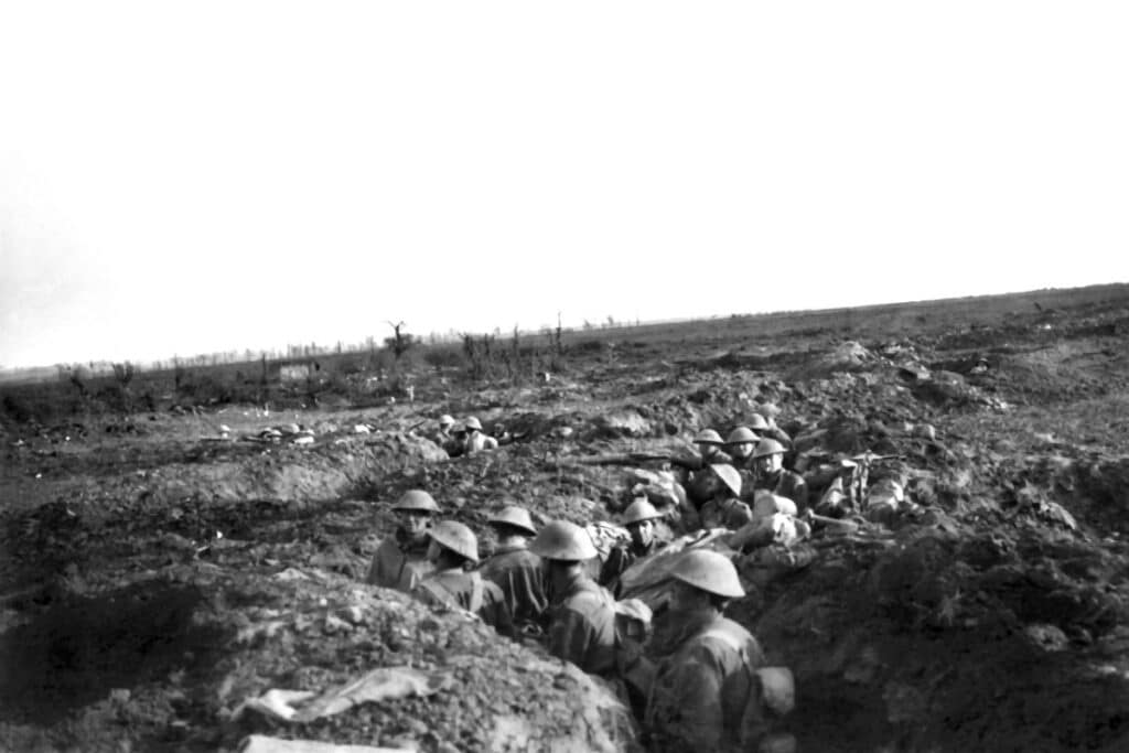 1917 Australian soldiers in the trenches at Broodseinde Ridge, Belgium