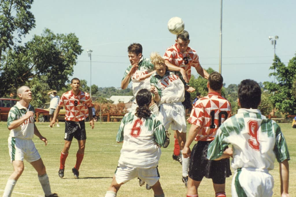 Alan Armstrong scores Perth Glory's first ever goal against Kingsway Olympic